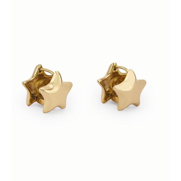 NEW With Tags And Pouch Hey Harper Star Huggies Earrings Gold Tone - Picture 1 of 8